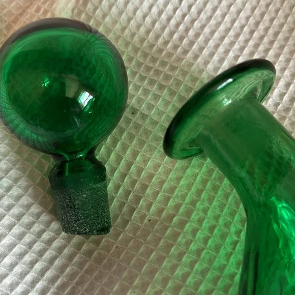 Green Glass Empoli Decanter MCM Vintage Bottle - Picture 5 of 5
